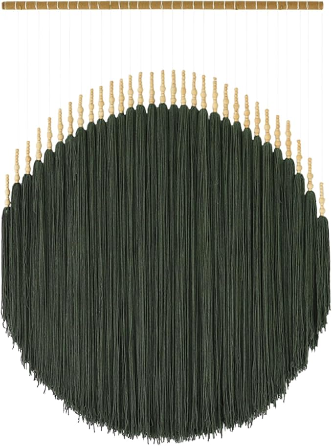 IOWER Large Macrame Wall Hanging Green Boho Decor Macrame Beads Yarn Fiber Art Beaded Tassel Home Decor For Bedroom Living room 39" W x 55" L