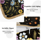 Blue Yellow Purple Floral Soft Velvet Throw Pillow Covers Set of 2 Plant Botanical Flowers Decorative Pillow Covers 18x18 In Vintage Black Pillow Case For Sofa Couch Living Room Farmhouse Home Decor