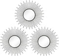 3 Pack Metal Mirrors for Wall Sunburst Wall Mirrors Home Décor Decorative Hanging Wall Art for Living Room Bedroom Entryway (Black2, Sunburst)
