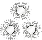 3 Pack Metal Mirrors for Wall Sunburst Wall Mirrors Home Décor Decorative Hanging Wall Art for Living Room Bedroom Entryway (Black2, Sunburst)