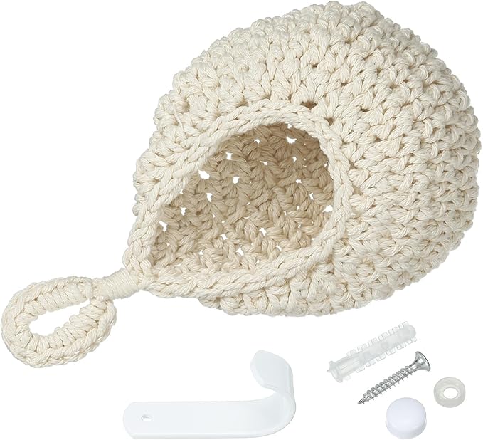 PATIKIL Hanging Fruit Baskets for Kitchen, Mini Size Teardrop Home Decor Storage Hand-Woven Wall Hanging Basket for Garlic Potato Vegetable, Beige