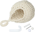 PATIKIL Hanging Fruit Baskets for Kitchen, Mini Size Teardrop Home Decor Storage Hand-Woven Wall Hanging Basket for Garlic Potato Vegetable, Beige