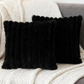 2 Pack 22x22 Double-Sided Faux Fur Pillow Covers, Plush Throw Pillow Covers for Living Room Decorations Throw Pillow Case, Throw Pillow Cover Cushion Cover for Home Sofa Car, Black