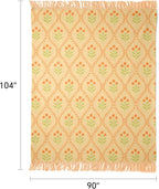 100% Cotton Boho Throw Blanket for Home Decor – Classic Farmhouse Quilt Bedding, Muslin Blankets for Adults, Vintage Woven Decorative Blanket for Couch, Bed Layering Use, Vintage Floral, 104"x90"