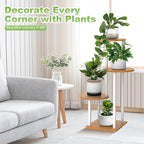 Plant Stand Indoor, 4 Tier Thickened Metal Corner Plant Shelf for Multiple Plants, Indoor Plants Tiered Flower Pot Stand for Patio Garden Balcony Living Room Bedroom (White)