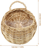 DOITOOL Wicker Wall Basket for Plants Rattan Hanging Planter for Indoor Outdoor Use Wall Flower Holder for Home Garden Decoration 2-Piece Set 7X9 Inches