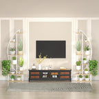 Plant Stand Shelf Rack Indoor with 6 Built in Grow Light, 7 Tiered 65" Tall White Large Lighted Half Moon Curved Plant Stand for Indoor Growing, 2 Pack Arch Sturdy High Herb Flower Shelving
