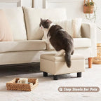 Small Foot Stool Under Desk Foot Stools Ottoman Footstool Foot Stools Small Footstools Foot Stool for Living Room Foot Rest 15" W x 12" D x 9.5" H Linen Beige