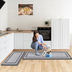 Mattitude Kitchen Mats Set of 2 Cushioned Rugs Anti-Fatigue Mats for Kitchen Floor,Waterproof Non-Slip Mats and Rugs Set for Office,Floor,Laundry 17.3"×29"+17.3"×59",Grey