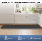 Mattitude Kitchen Mat Cushioned Anti-Fatigue Floor Mat Water Resistant Non-Slip Mats and Rugs Standing and Comfort Desk Mats for House Sink Office Laundry (Dark Grey, 17.3"x60")