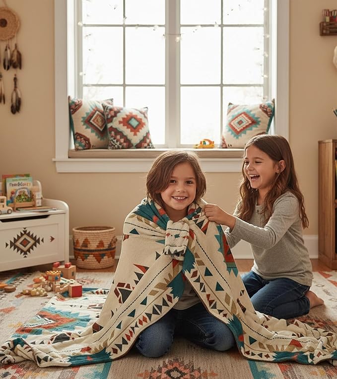 Aipon Boho Aztec Throw Blanket 50"x 60", Western Indian Native American Blanket Southwestern Decor, Beige Soft Cozy Lightweight Throws Blankets Gifts for Women Men Couch Bed Sofa Chair