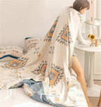 MSGKV Spring Blankets Cotton Throw Blanket 60''x 80'' Muslin Blanket for Couch Bed Chair, Soft Bed Cotton Quilted Boho Quilts Blankets Gifts for Women
