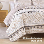HORIMOTE HOME Boho Style Beige Queen Quilt Set with Tassle, Soft and Lightweight Bedspread for All Season, Full Size Bed Coverlet with 2 Matching Pillow Shams (3 Pieces)