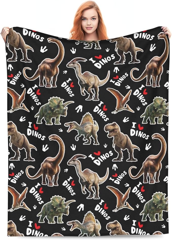Dinosaur Throw Blanket Soft Flannel Blanket 60"x50" in Bed Blanket Home Decor for Room Sofa Couch All Season