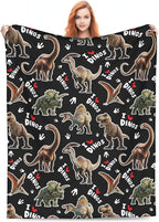 Dinosaur Throw Blanket Soft Flannel Blanket 60"x50" in Bed Blanket Home Decor for Room Sofa Couch All Season