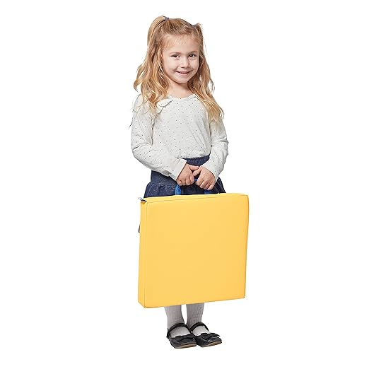 ECR4Kids SoftZone Square Floor Cushions with Handle, Flexible Seating, Yellow, 6-Piece