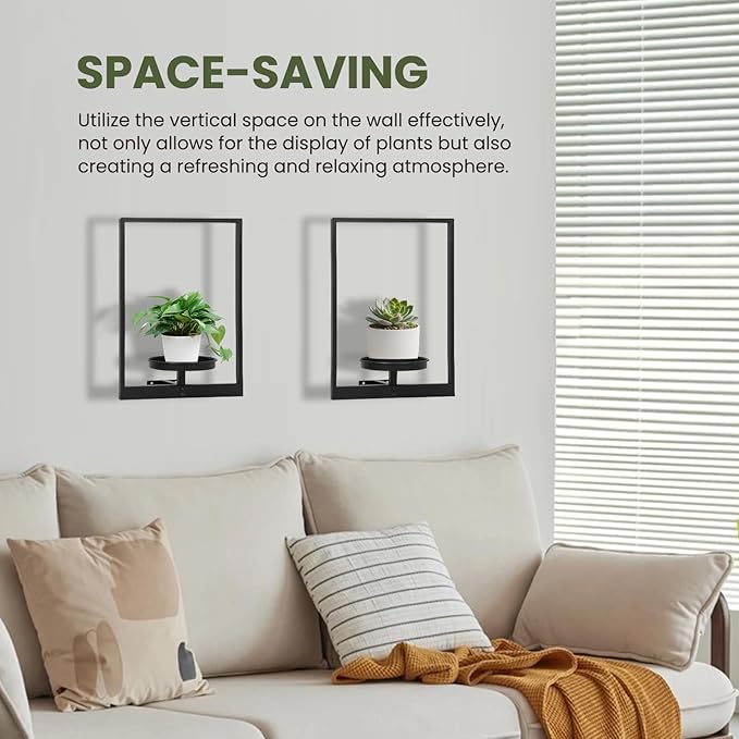 Wall Planters for Indoor Plants, Window Plant Shelves Set of 3, Wall Plant Stand to Hold Large Pots - Premium Metal Hanging Plant Holder for Indoor Outdoor Decor
