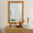 Rattan Wall Mirror - Boho Mirror Hanging Wicker Mirror for Bathroom Entryway Wall Decor, 20" x 30", Rectangle