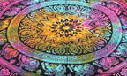 Large Hippie Mandala Round Floor Pillow Cover Ottoman Pouf Cover Daybed Cotton Cushion Cover with Heavy Duty Zipper Seating Ottoman Poufs Dog-Pets Bed (MUlti Elephant Flower, 35" Square)