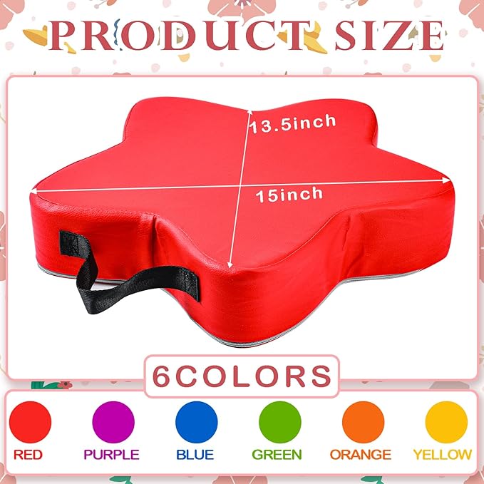 Ripeng Floor Classroom Cushions 3'' Thick Kids 15'' Soft Kids Colored Seating Cushions for Class Elementary Daycare Preschool Nursery Home Learning Meditation, 6 Color(Star,6 Pcs)