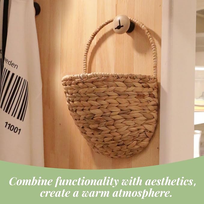 Woven Wicker Wall Hanging Basket Storage for Garden,Hanging Basket,Wall Hanging Baskets for Decorative Plants And Flowers,Semiround,Set of 2