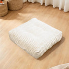 Floor Cushions, Corduroy Floor Pillow, Floors Pillows for Adults & Pets, Large Floors Pouf, Square Floored Pillows for Sitting & Yoga(2PC, Beige White，22"×22"×5.9")