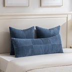 Fancy Homi 2 Packs Dusty Blue Euro Decorative Throw Pillow Covers 26x26 Inch for Bedroom Couch Bed, Rustic Farmhouse Boho Home Decor, Soft Corss Corduroy Patchwork Textured Cushion Case 66x66 cm