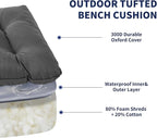 Outdoor Bench Cushion, 59x18x5 Inch, Waterproof Bench Cushion for Outdoor/Indoor Furniture, Tufted Patio Bench Seat Cushion, Fade Resistant Outdoor Cushions for Porch Swing Couch, Dark Grey
