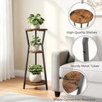 Plant Stand Indoor, 3 Tier Round Corner Plant Stand Indoor, Round Plant Holder Rack, 35" Tall Plant Shelf for Living Room, Balcony, Patio, Rustic Brown and Black PSHR0401
