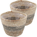 2PCS Plant Baskets Indoor with Liner Rattan Pots Planter Baskets Seagrass Indoor Planter Wicker Planters for and Outdoor Plants