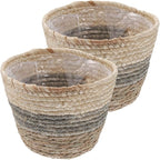 2PCS Plant Baskets Indoor with Liner Rattan Pots Planter Baskets Seagrass Indoor Planter Wicker Planters for and Outdoor Plants