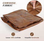 Leather Ottoman,Handmade Stuffed Square Ottoman,Genuine Leather Pouf, Foot Rest Pouf,Comfortable Soft Seating for Living Room & Bedroom (Brown, Square)