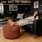 Oslimea Round Ottoman Foot Rest 20 x 15 Foot Stool Ottoman Pouf with Foam Chunk Filling for Living Room, Floor Poufs Foot Rest for Bedroom, Spice Corduroy