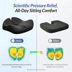 ZIKEE Pioneering Seat Cushion for Pressure Relief, Ergonomic Office Chair Cushion for Sciatica, Back, Hemorrhoids & Tailbone Pain Relief, High-Density Memory Foam Car Seat Cushion with Anti-Slip Base