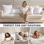 MIULEE Goose Feather Down 14x36 Pillow Insert with 100% Down-Proof Cotton Cover, Soft Fluffy Decorative Pillow for Sofa Bed Couch Living Room White