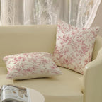 Pink Pillow Covers 18x18 Set of 2 Pink and Cream Floral Chinoiserie Throw Pillows Vintage Rustic Toile Flower Decorative Pillowcase Outdoor Chinoiserie Decor Linen Cushion Case for Couch Sofa