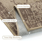 3x5 Easy Jute Outdoor Patio Rug Washable Brown Floral Entrance Area Rug for Living Room Lightweight Non Slip No Sheding Doormat Entryway Farmhouse Bedroom Backyard Kitchen Deck