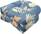 Set of 2 Outdoor Indoor U Shaped Wicker Seat Cushion Decorative Tufted Chair Pads Floral Chair Cushion for Patio Garden Home Office Furniture Blue Grey