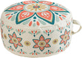 MOCOFO Round Bohemian Ottoman Pouf Cover, 18 Inch, Cotton Blend, Church Window Print, Living Room Storage Footrest, Cover Only (Blue Night)