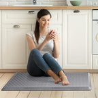 HappyTrends Kitchen Floor Mat - 4/5 Inch Thick Anti-Fatigue Kitchen Rug,Waterproof Non-Slip Kitchen Mats and Rugs Heavy Duty Ergonomic Comfort Rug for Kitchen,Office,Sink,Laundry,(17.3"x28", Gray)