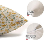 Green Yellow Floral Pillow Covers 12x20 Set of 2 Vintage Rustic Old Style Cute Small Flower Print Rectangle Decorative Outdoor Pillowcases Farmhouse Throw Cushion Case Decor for Couch Sofa Bed
