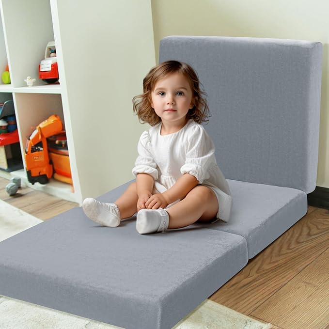 MeMoreCool Foldable Floor Mattress Kids Trifold Mat, Kids Folding Mattress Portable Futon, 75x25 Inch Grey