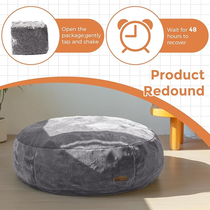 MAXYOYO 3 in 1 Kids Bean Bag Chair Bed, Child Floor Sofa for Gaming, Reading, Faux Fur Floor Mattress with High-Density Foam Filling for Living Room Bedroom