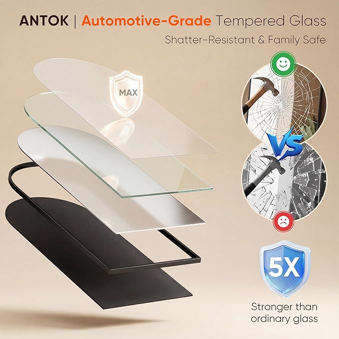 Antok 71" x32” Arched Full Length Floor Mirror, Black Aluminum Frame, Free Standing/Wall Mount/Leaning for Bedroom, Living Room, Dressing Room