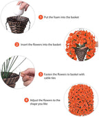 HyeFlora Artificial Fake Hanging Flowers Plants Baskets for Outdoor Decoration, Faux Silk Orange Morning Glory in Planter UV Resistant Look Real for Home Porch Patio Balcony Yard Decor