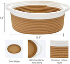 ABenkle Small Basket with Handles, Boho Decorative Rope Woven Dog Cat Toy Storage Bin Shelf Storage Organizer, Easter Christmas Gift Basket, 12"x8"x5", Brown
