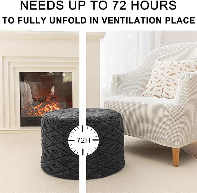 Round Pouf Ottoman 20 x 20 x 14 Inches Boho Poof Home Decor Floor Pouffe Ottoman Foot Rest for Couch Sofa Bean Bag Chairs Living Room Bedroom (Dark Gray)