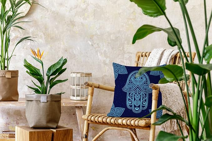 Jartinle Navy Mandala Pattern Throw Pillow Covers 18x18 Set of 4 Boho Accents Decorative Throw Pillows for Couch, Sofa, Outdoor Patio Bohemian Decor