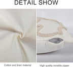 Coquette Bow Tufted Throw Pillow Cover 12x 20, Boho Neutral Linen Pillow Cushion Cases,Farmhouse Modern Decorative Pillows for Bed, Outdoor Couch Bedroom Car Cream