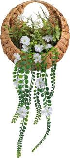 22inch Artificial Handing Plants for Wall Art Decor,Greenery Wall Decorations,Ivys Succulents Greenerys with Flower Baskets for Home,Farmhouse,Indoor,Porch,Room,Garden Decoration